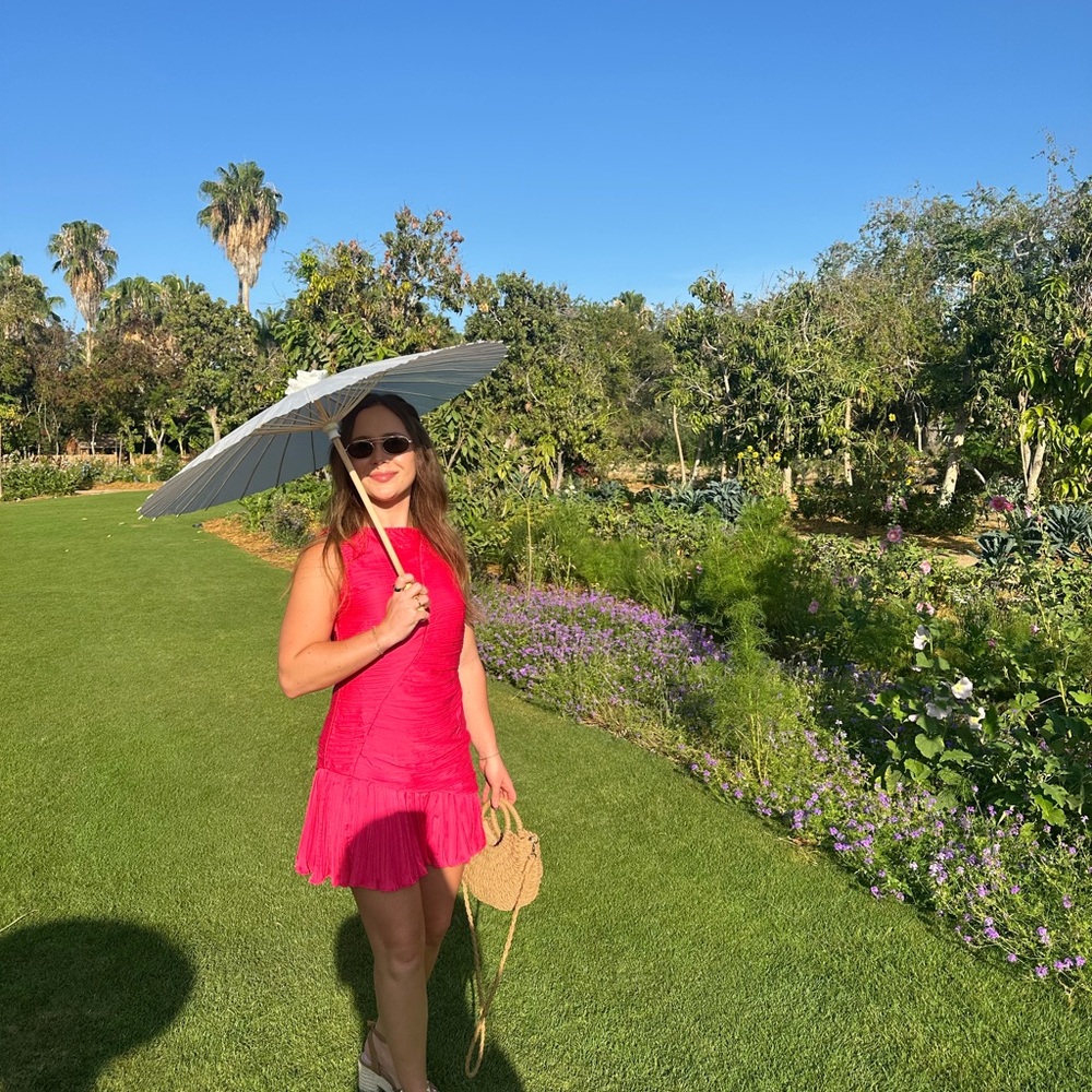 Pink Sleeveless Dress with Ruffle Hem